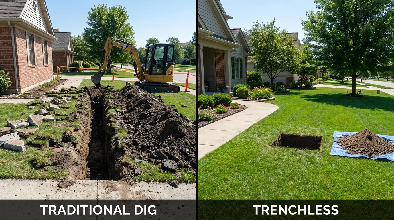 Trenchless sewer repair with minimal yard damage versus traditional excavation in Buckeye, AZ